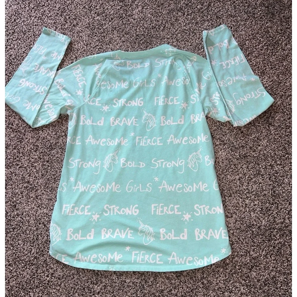 Justice Girls Teal Long‎ sleeve tee size 18/20